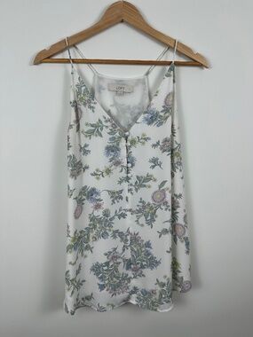 LOFT Floral Spaghetti Strap Button Front Cami Top, Size M